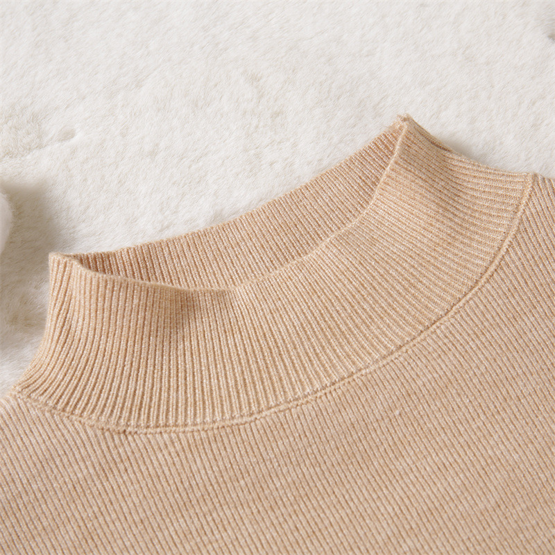 Za Sweater Women's Half-high Collar Base Shirt Autumn and Winter Inner Base Shirt Autumn Warm Wool Sweater Pullover Cashmere Sweater