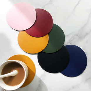 ZF Leather Heat Insulated Dining Table Mat Non-Slip Simple Coaster Waterproof Oil PU Oval Hotel Dining Table Household Leather Table Mat