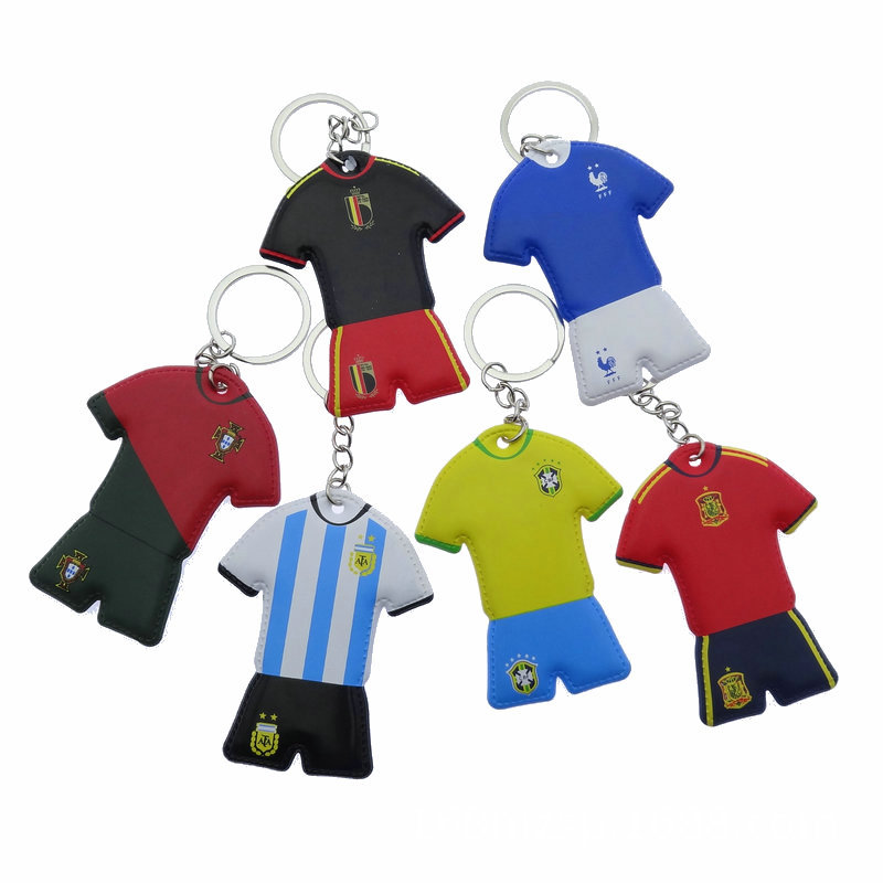 World Cup Football Fans Supplies Spain France Germany Cotton Press Team Jersey Keychain Ring Hanging Gifts