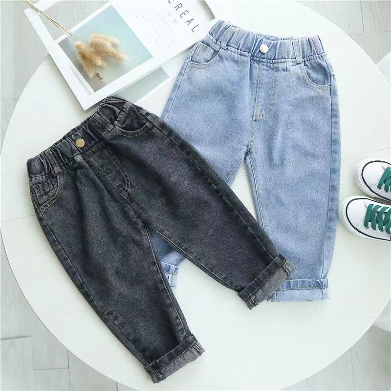 Boys' Jeans Spring and Autumn Thin Children's Spring Wear Trendy Children's Simple Spring Trousers Baby Pants Boys Korean Style