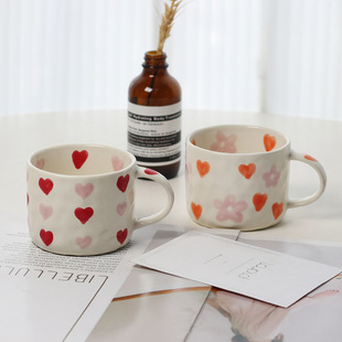 Original ins hand-painted love ceramic cup personality cute coffee cup oatmeal mug breakfast cup wholesale cup