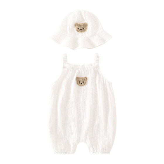 Newborn baby boys and girls summer thin strap boneless cotton gauze one-piece romper super cute western style romper