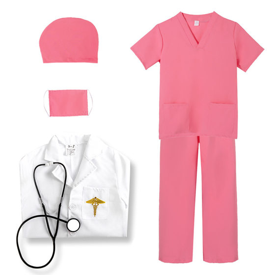 Children's doctor's clothing white coat nurse gown surgical gown professional role play 61 anti epidemic costume wholesale