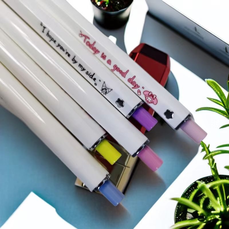 Cute cartoon square press gel pen ins high color value student brush pen 0.5 black water pen student wholesale