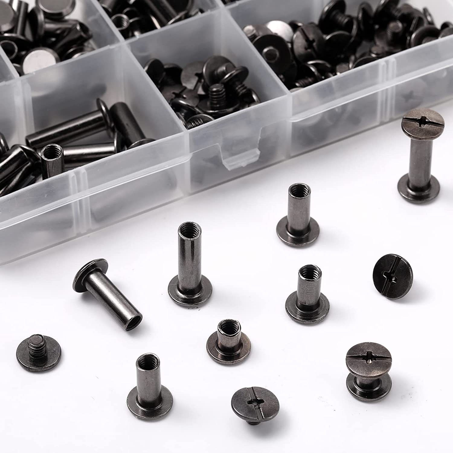 Screw combination kit rivet metal button DIY leather decorative book binding round flat head stud screw