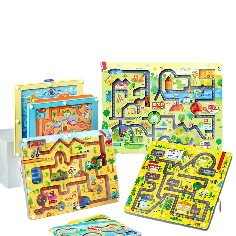 TOI Tuyi Magnetic Track Labyrinth Magnetic Palm Ball Wooden Bead Children's Educational Toys 2-3-4-5 Years Old