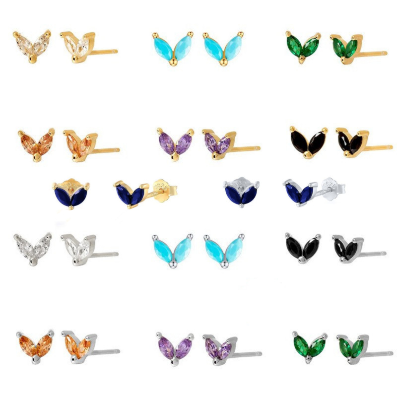 Europe and the United States popular S925 sterling silver diamond butterfly earrings cross-border small Joker girls super cute ear jewelry wholesale