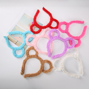 Candy Color Plush Hair Band Korean Style Ears Head Band Women's Cute Long Hair Mickey Big Bear Ears