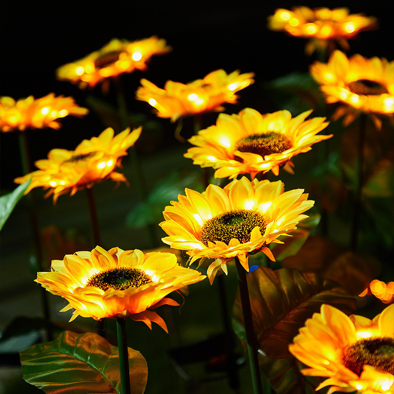 Outdoor Solar Sunflower Lantern Courtyard Garden Lawn Decoration Floor Insert Light Simulation Landscape Plant Atmosphere Light