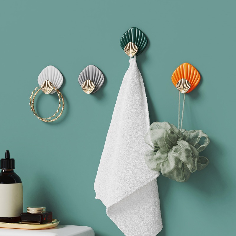Shell hook non-perforated strong paste load-bearing adhesive door back bathroom wall kitchen seamless clothes hook