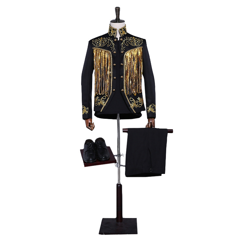 Costume men's dress sequins night bar singer host dance performance retro court suit