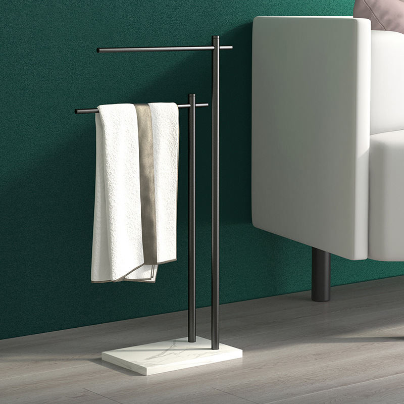 Light Luxury Marble Bath Towel Rack Toilet Floor-type Bath Side Towel Rack Movable Double-layer Bathroom Rack