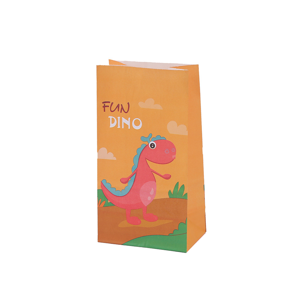 Candy gift packaging flat pocket small dinosaur portable creative cartoon takeaway bag Kraft paper bag food bag