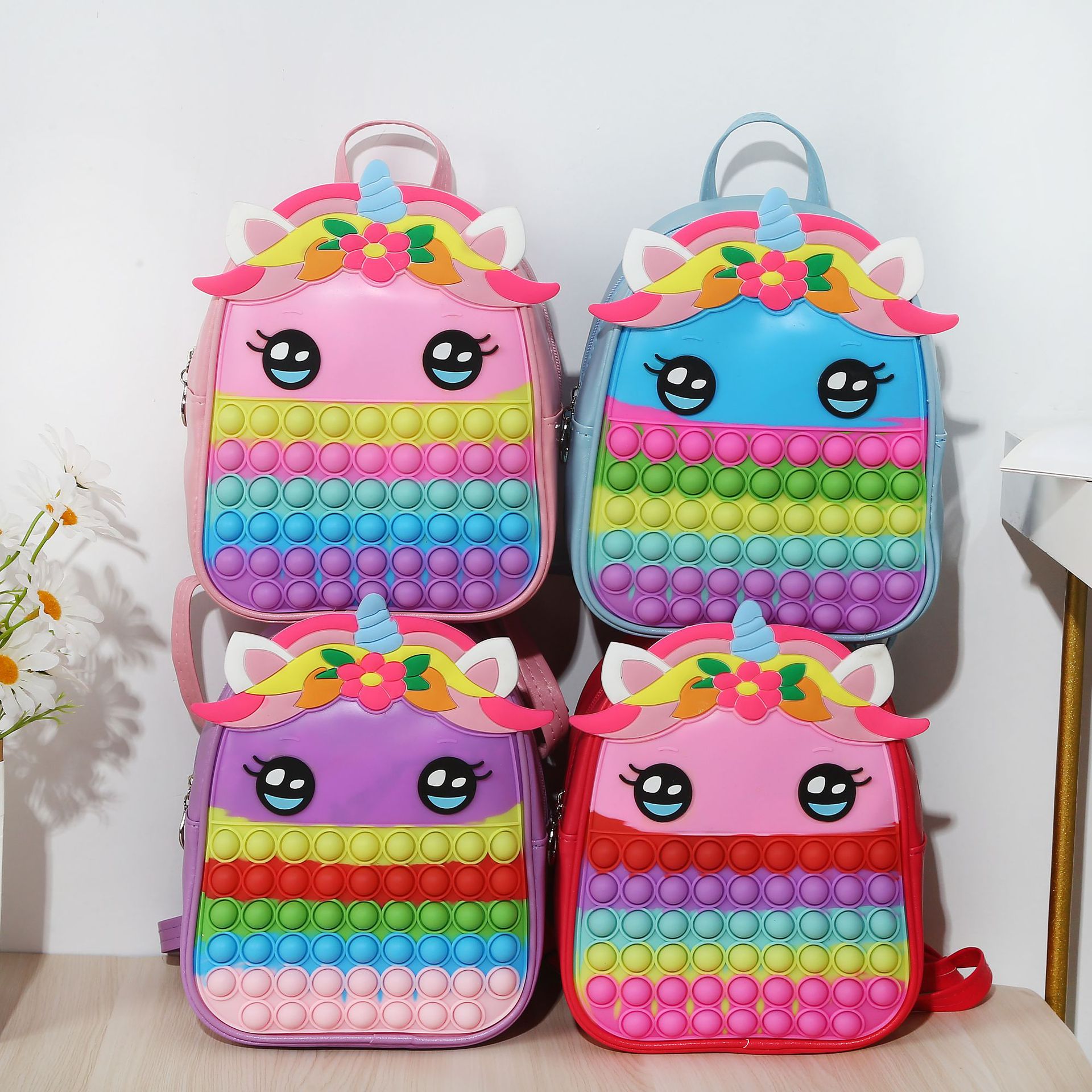 New Unicorn rodent pioneer silicone bag large capacity pinch bubble decompression children's cartoon cute schoolbag