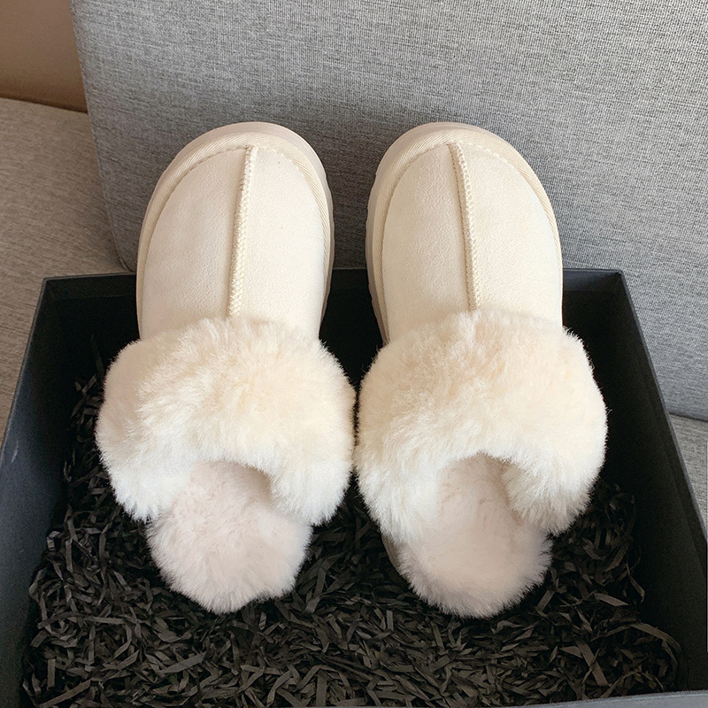 Baotou Mao Mao slippers women's outer wear 2022 new fur one thick-soled household shoes non-slip flat cotton-padded shoes_voghion.com
