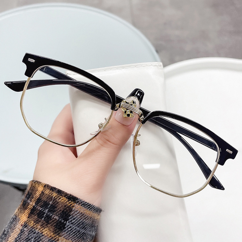 Duplex Handsome Half-frame Glasses Frame Men's Korean-style Sven Scum Myopia with Anti-blue Light Flat Eye Frame