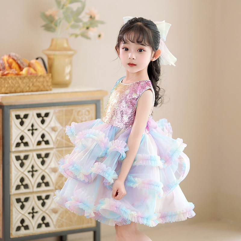 Children's Dress 2-13 Years Old Girl's Dress Summer Vest Rainbow Princess Dress TUTU Dress Wedding Dress Dress