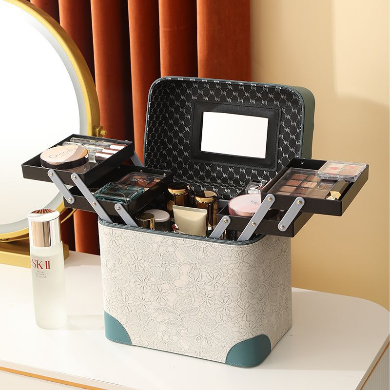 2023 new cosmetic case suitcase retro large capacity tattoo toolbox waterproof professional nail art box wholesale