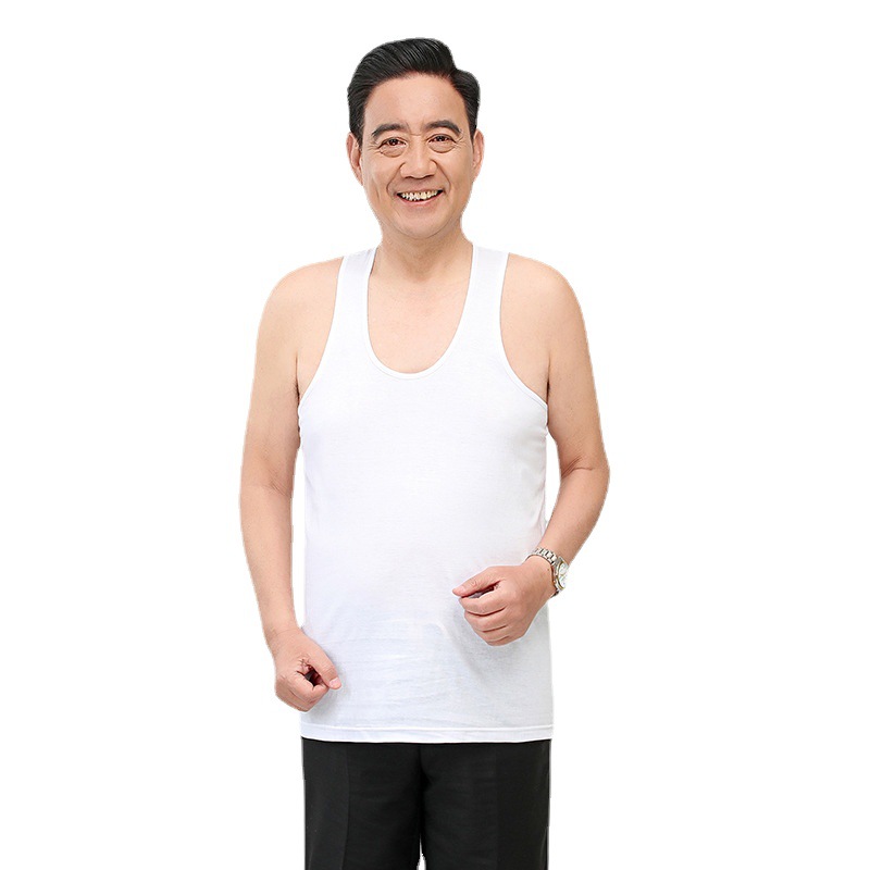 Cotton Men's Vest for Middle-aged and Elderly Men's Pure Cotton Dad's Large Size Breathable V-neck Comfortable Vest Loose Base Shirt