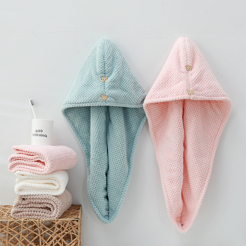 Japanese Style Edge Wrapping Thickened Super Absorbent Pineapple Dry Hair Cap Hair Wiping Quick-drying Towel Dry Hair Artifact