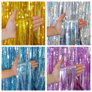2 m dot laser rain silk curtain wedding party ceremony activities background wall layout rain silk door curtain tassel