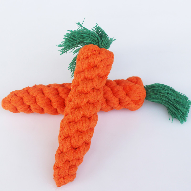 Factory wholesale pet toy hand woven carrot dog toy cotton rope pet toy