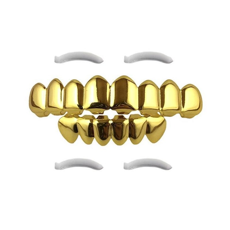 欧米の人気ヒップホッケーメッキ8本の歯と金の歯のセットハロウィーンteeth grills道具|undefined