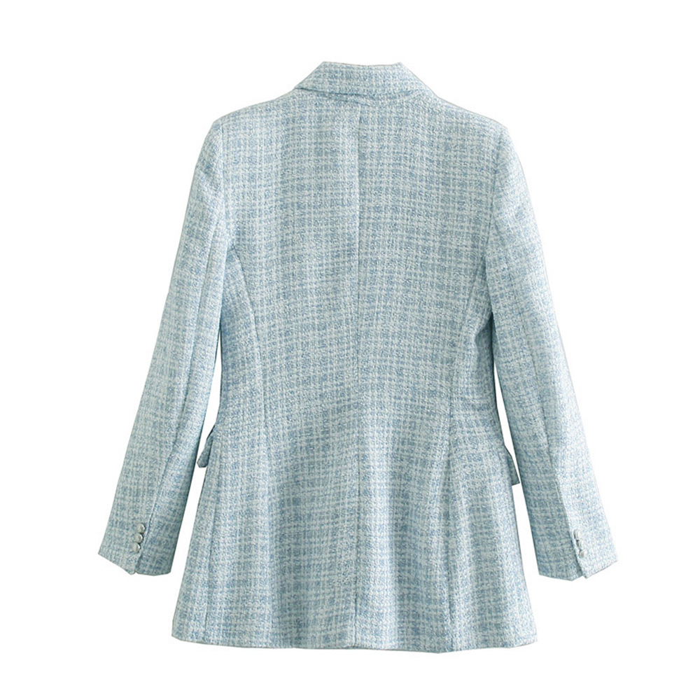 2021 Autumn New Amazon European and American women's wholesale tweed pocket decoration retro long sleeve suit jacket