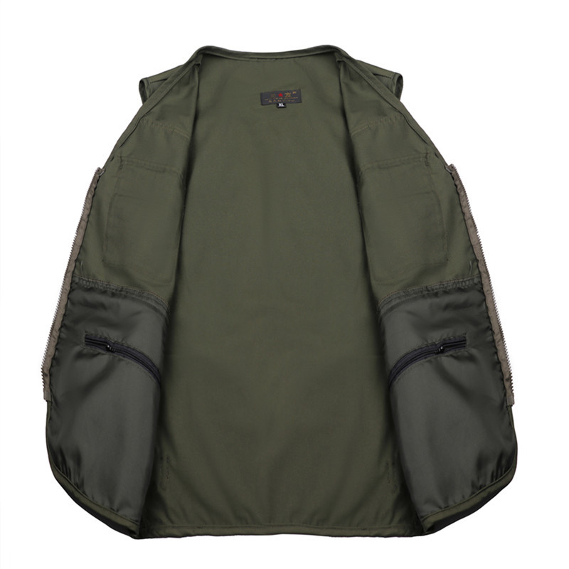 Cross-border Spring and Autumn Men's Vest Solid Color Vest Photography Outdoor Director Multi-pocket Casual Dad Fishing Vest