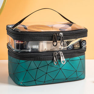 New Double Layer Cosmetic Bag Portable Large Capacity Waterproof Multifunctional Portable Travel Skin Care Toiletry Bag Storage Bag