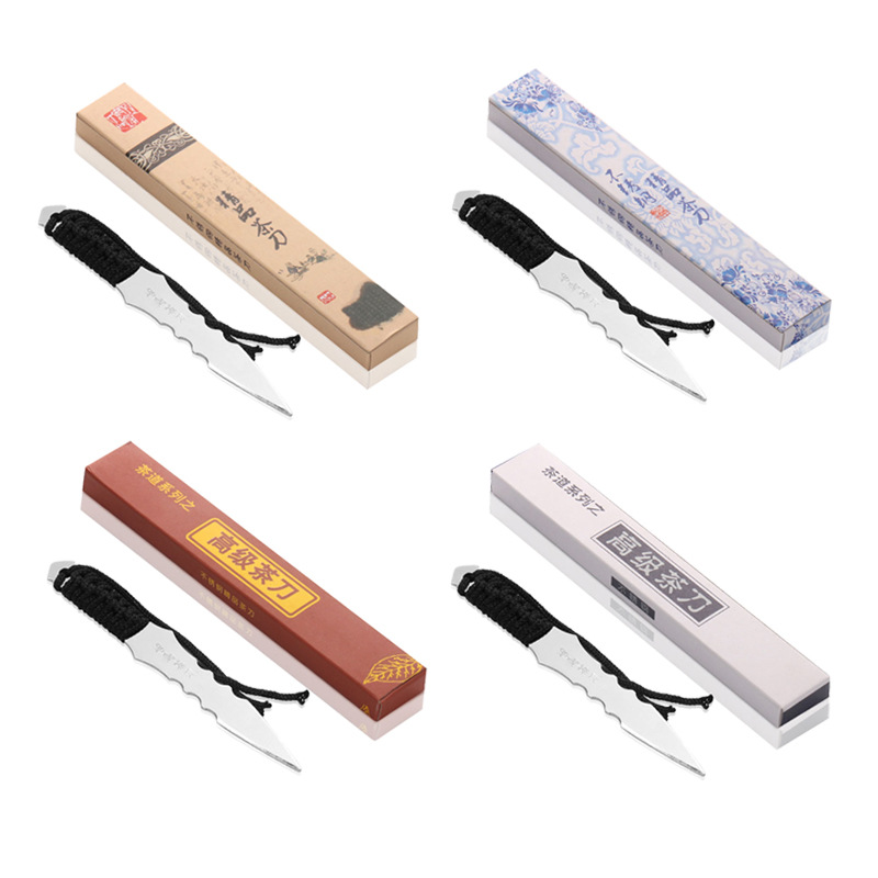 Wholesale stainless steel Pu'er tea knife tea needle Ebony Rosewood pry Tea Needle tea accessories gift printed logo