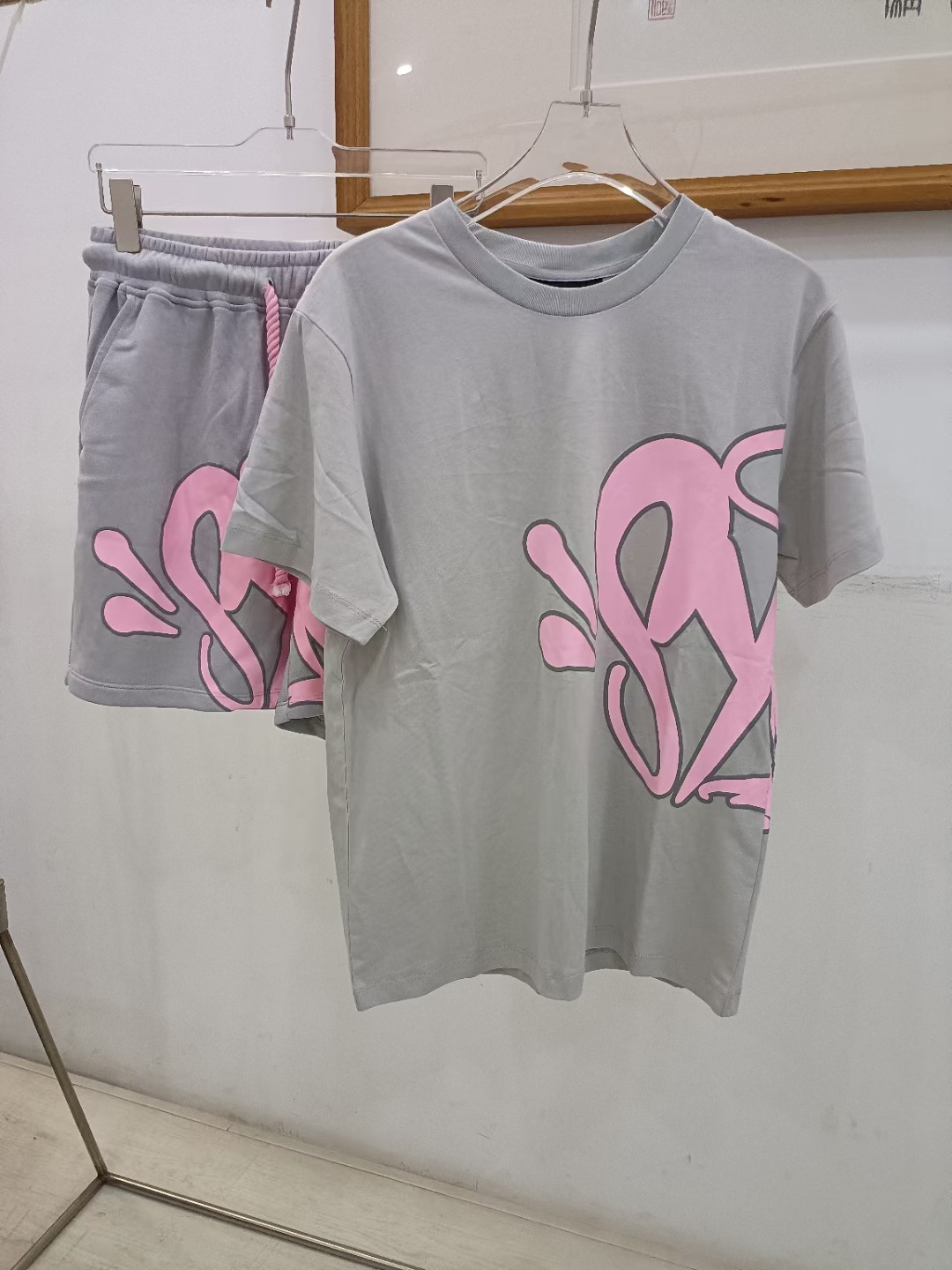 High street hip hop foam letter printed short-sleeved T-shirt shorts men's summer fashion brand leisure sports suit