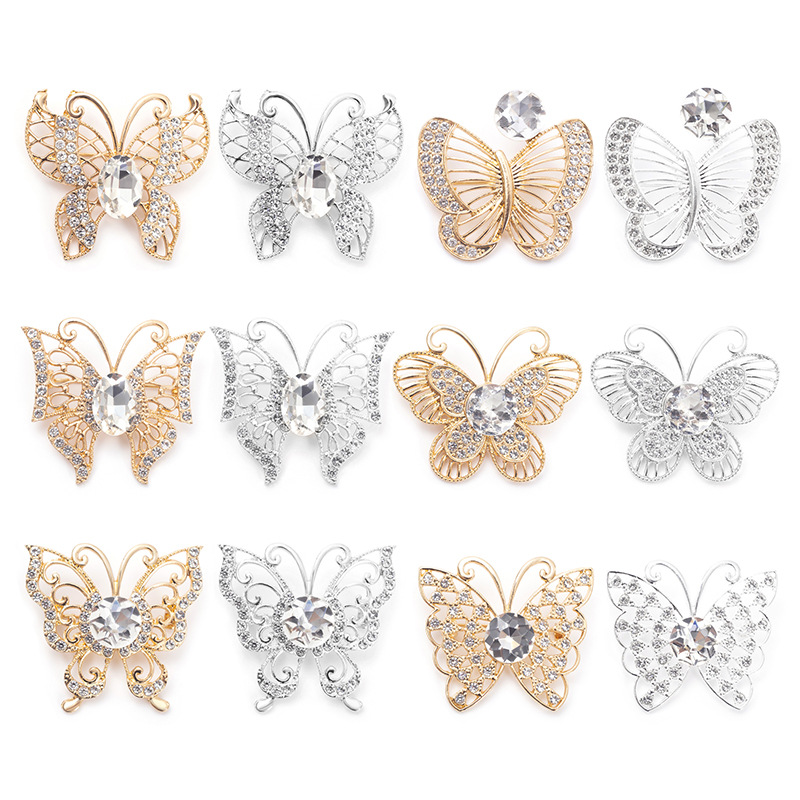 Korean-style alloy rhinestone butterfly brooch temperament pin fashion clothing with corsage accessories animal brooch jewelry