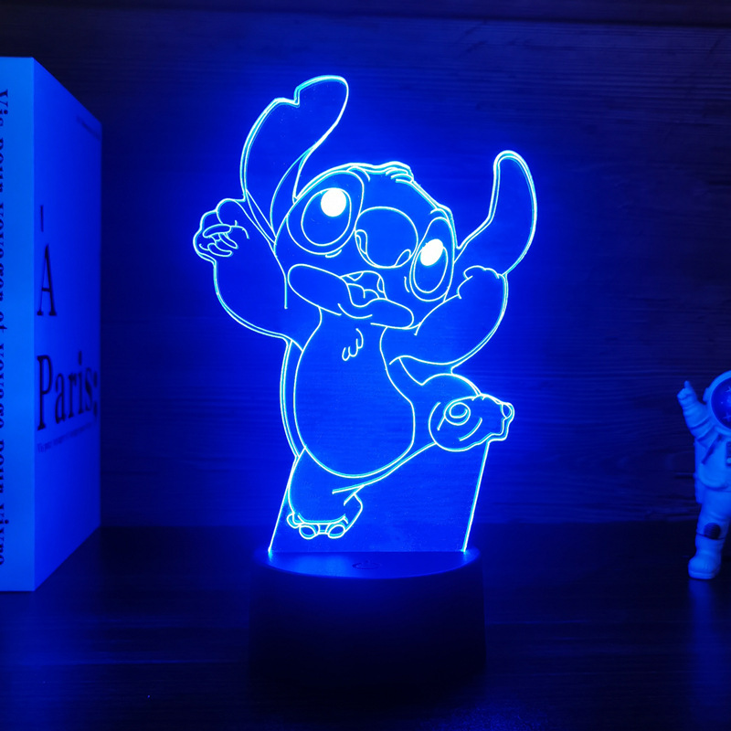 Cross-border hot star baby stitch 3d night light creative led colorful touch cartoon stall gift