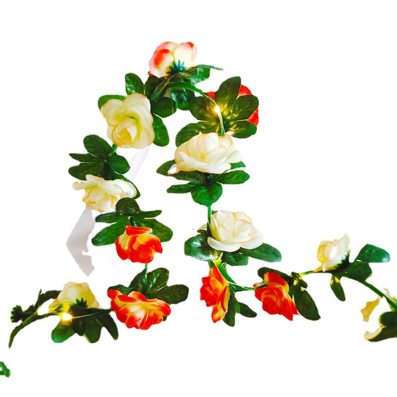 Cross-border Amazon simulation mixed color small rose vine light string led copper wire rattan Christmas decorative light string