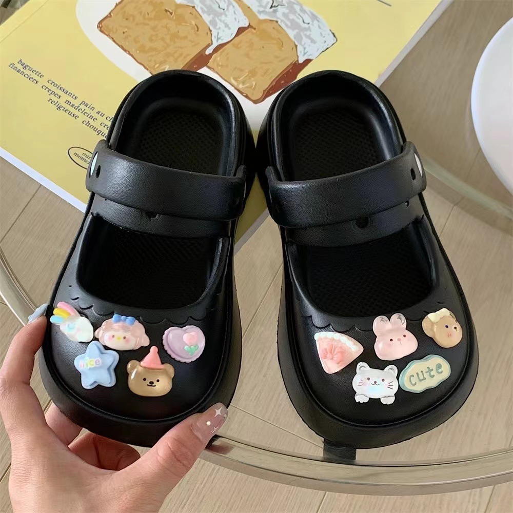 Mary Jane DIY children's slippers summer cute girls' hole shoes indoor and outdoor sandals parent-child closed toe sandals