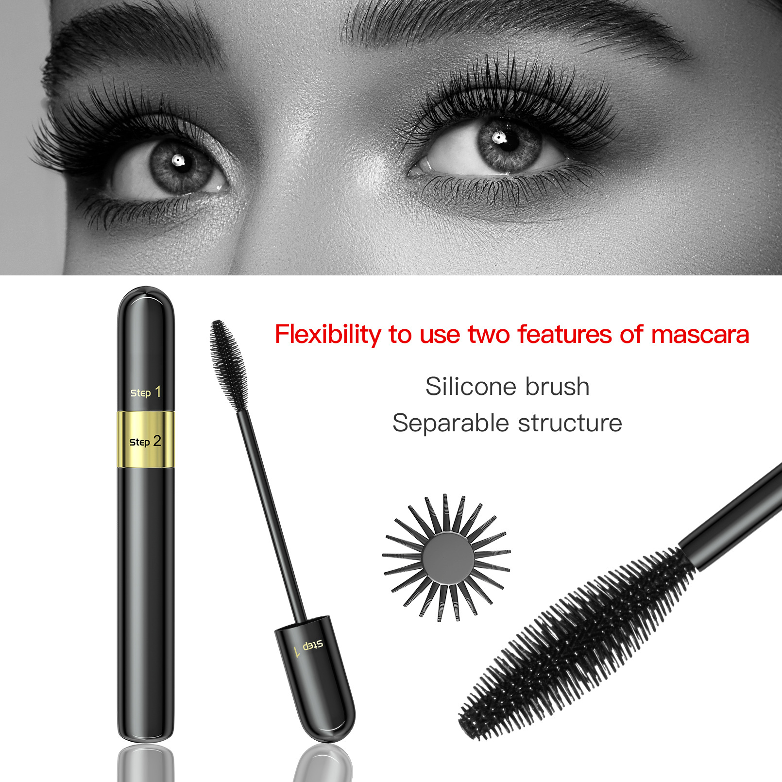 HelloKiss sunflower double-effect waterproof mascara slender long curled thick non-blooming mascara cross-border
