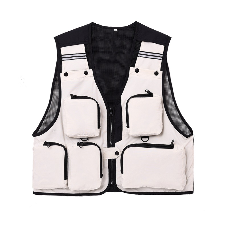 Outdoor multi-pocket photography vest fishing vest men's and women's vest wedding director advertising vest printed embroidered logo