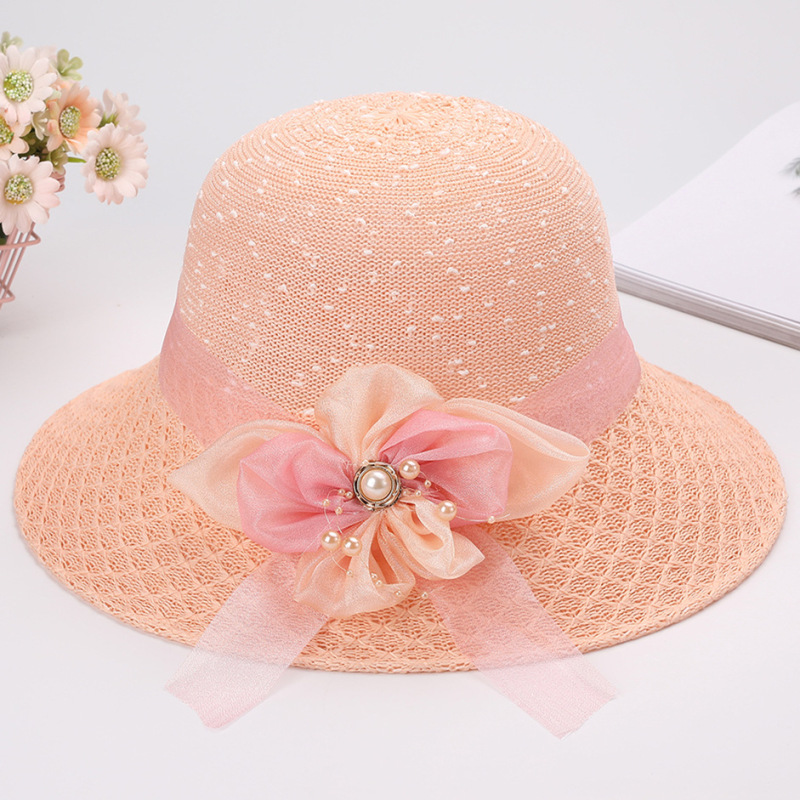 新しい女性ファッション夏の日よけ帽子海辺のビーチ紫外線防止麦わら帽子折り畳み式日焼け止め日よけ帽子|undefined