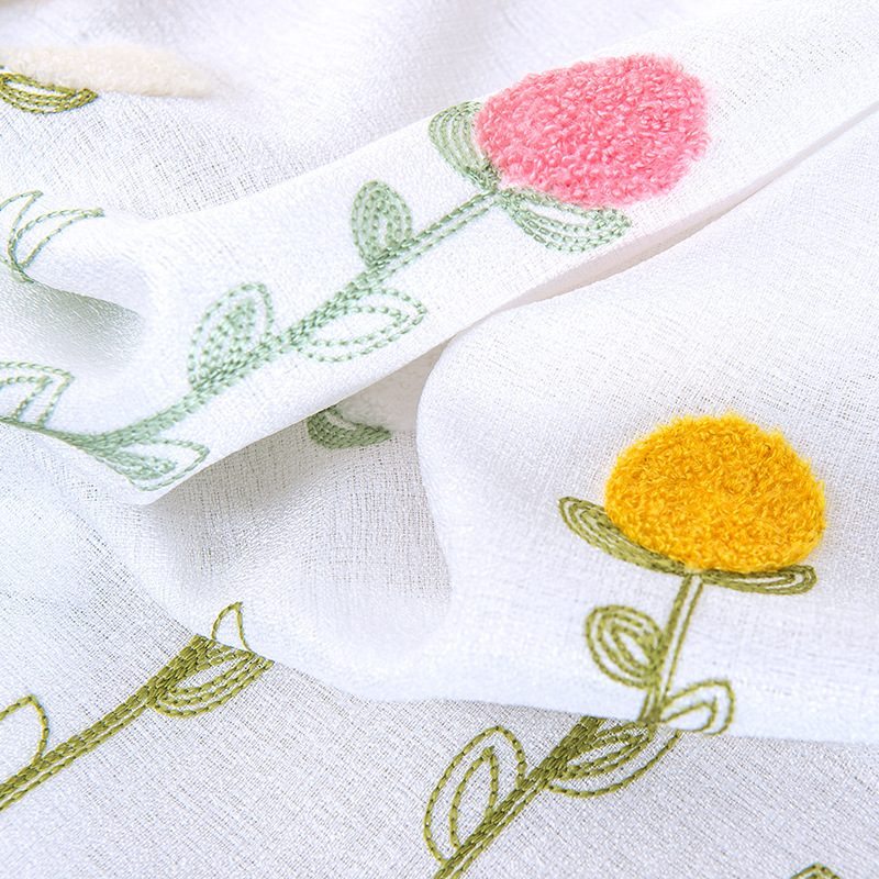 Factory direct linen yarn embroidered short curtain small fresh short curtain wearing Rod short curtain kitchen coffee curtain foreign trade cross-border