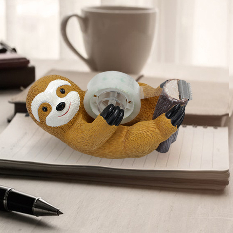 Cross-border new cute sloth tape seat creative office desktop decoration animal resin craft home decoration