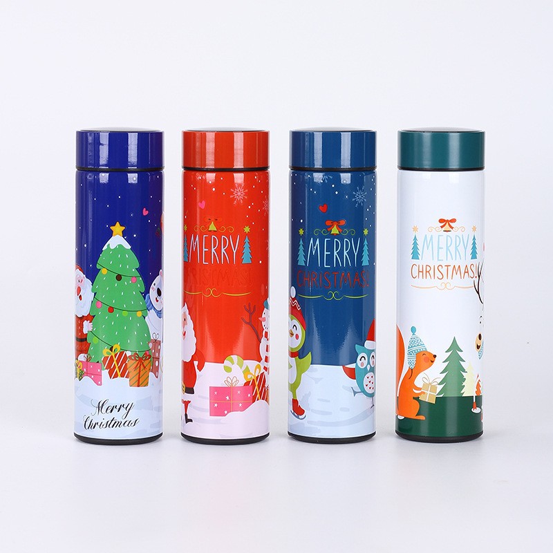 New Christmas pattern 304 stainless steel intelligent thermos cup LED intelligent temperature display touch car straight gift Cup