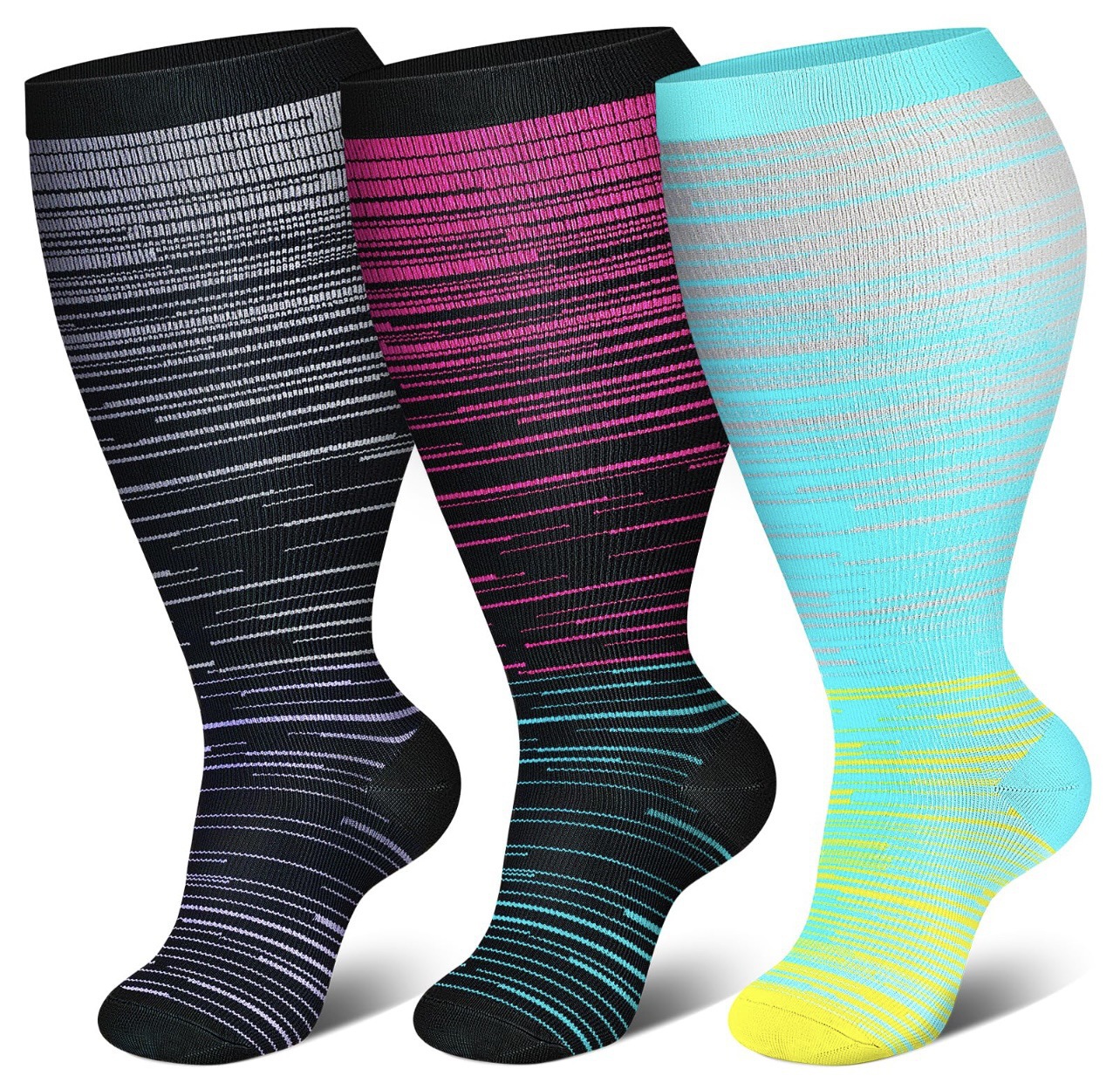 Meias de pressão de nylon para enfermeiras, fertilizantes Plus, meias de compressão para corrida e fitness para homens e mulheres, modelos europeus e americanos_voghion.com