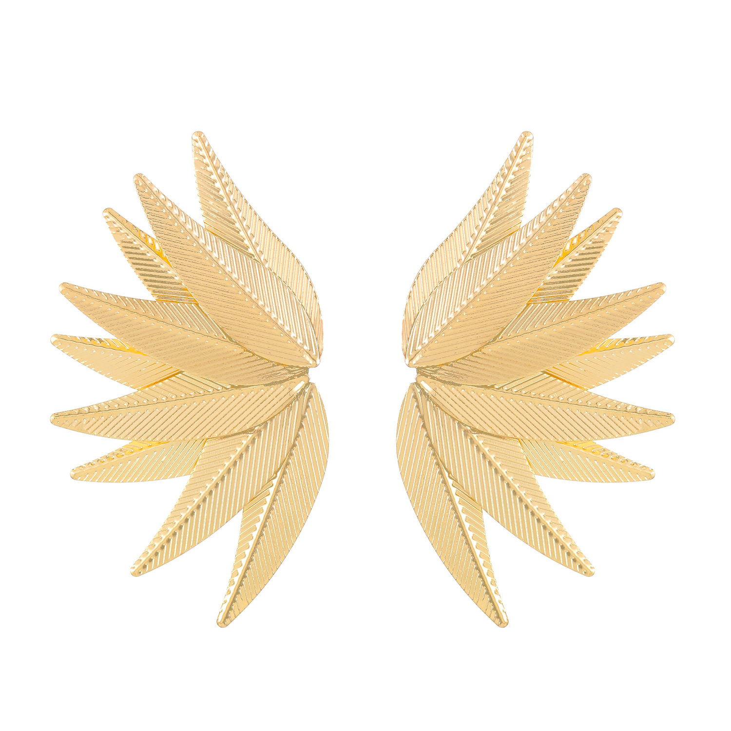 European and American cross-border exaggerated leaf stitching earrings vintage alloy leaf elegant fashion geometric earrings for women