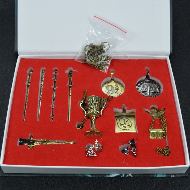 Harry Potter Magic Set Box Full Set Magic Wand Pendant Ring Set Peripheral Animation Christmas Halloween Handset