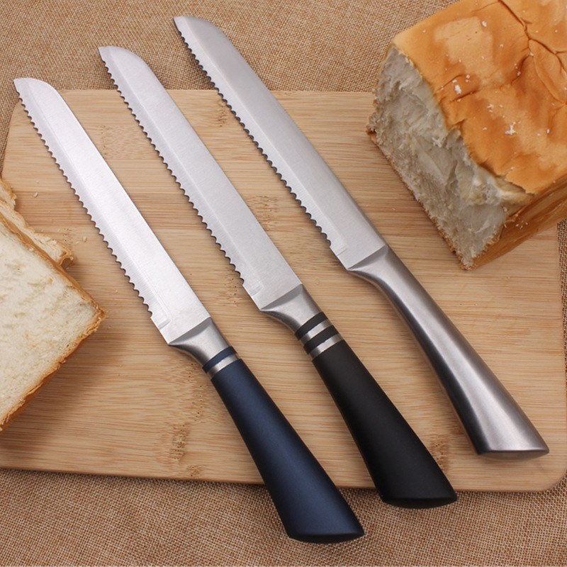 Stainless Steel Serrated Bread Knife Cake Cutting Tool Cake Piece Toast Dense Serrated Knife Home Baking Tool