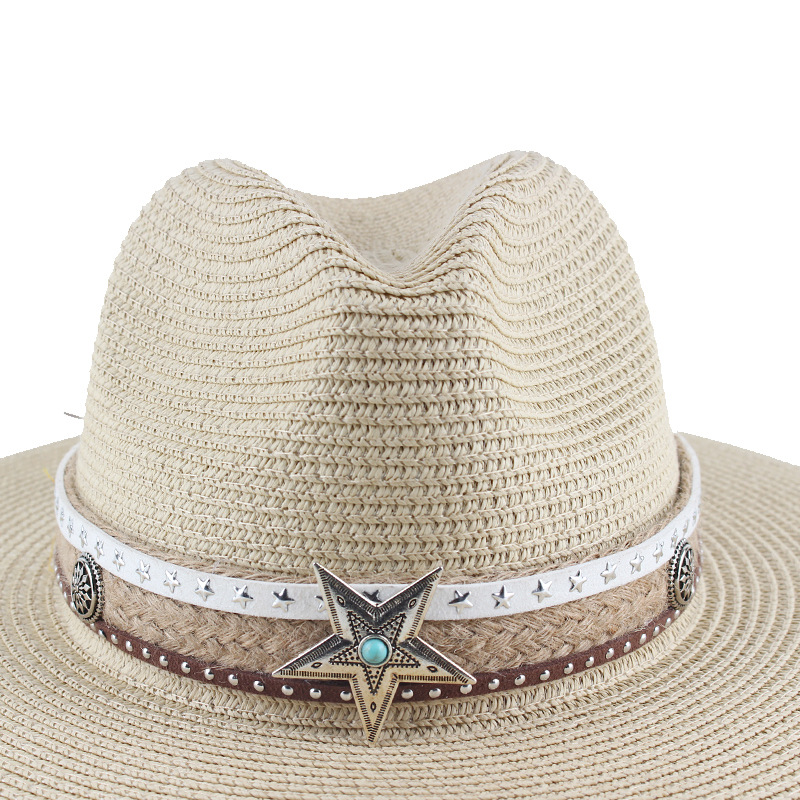 Personalized hat belt accessories handmade diy assembled hemp rope five-pointed star wide hat belt European and American style hat accessories wholesale
