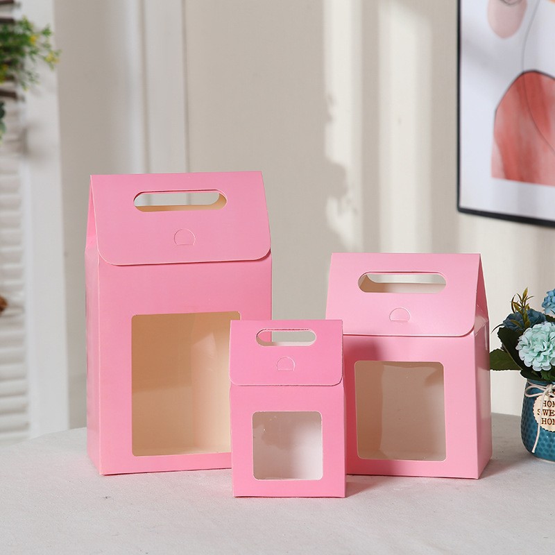 Can supply flip simple kraft paper gift box brand new window gift bag creative candy packaging paper bag