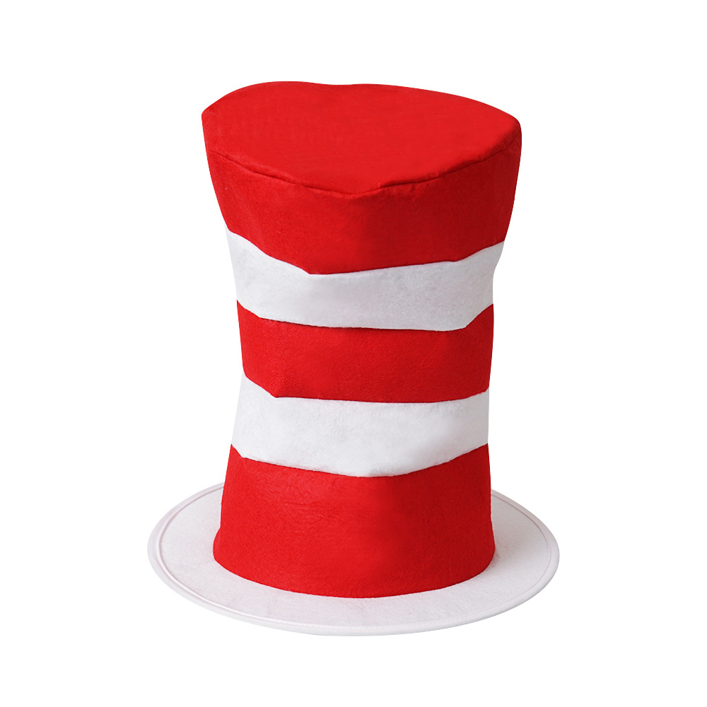 Factory Direct Halloween Dr. Seuss Birthday Party Hat cosplay Stage Props Red and White Striped Top Hat