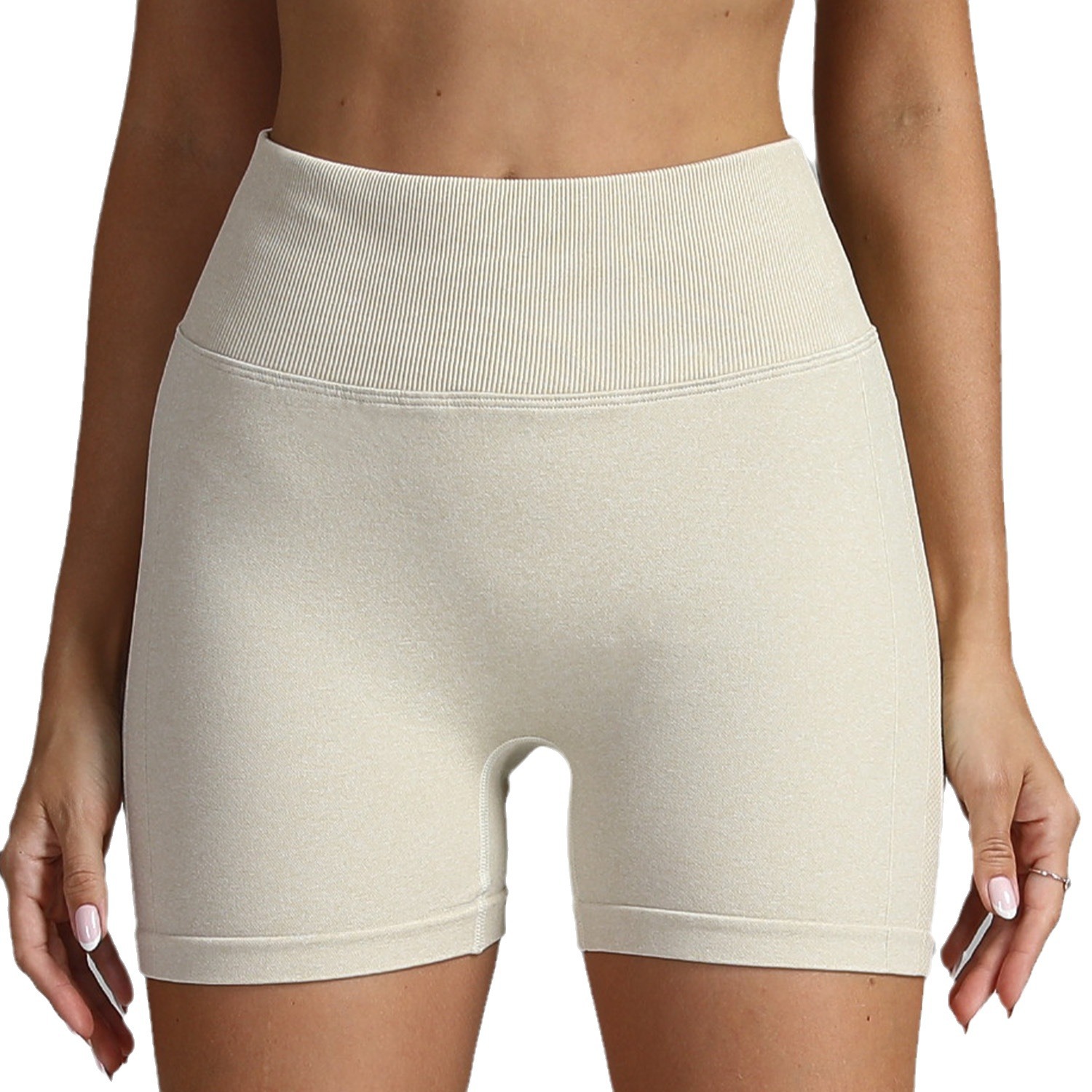 Amazon in stock seamless yoga shorts Peach Hip lifting high waist fitness shorts tight running sports three pants